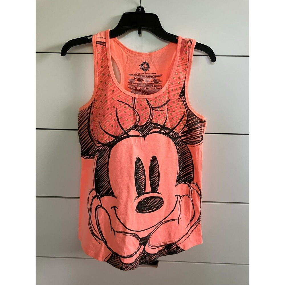 Disney Store Minnie Mouse Racerback Tank Top Shirt Size XS Gold Glitter Accents